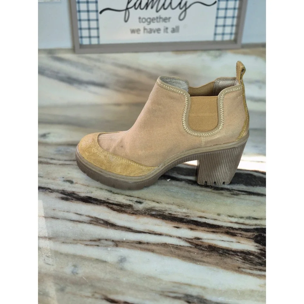 Caterpillar CAT Tan Textile Wedge Ankle Boots Womens‎ 7 Pull On Gorpcore Utility
